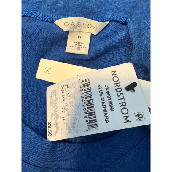 Caslon Blue Marmara Size XS Pocket Tee Shirt NWT Knot Hem Short Sleeve $30 - Picture 2 of 7